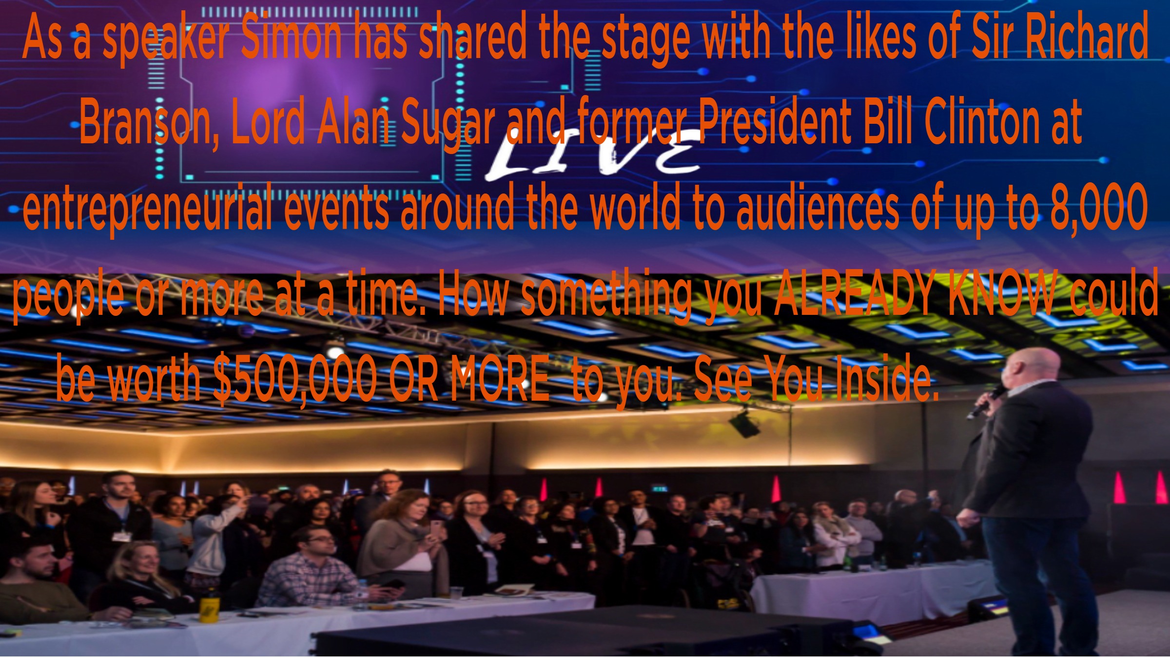 Simon speaking at event